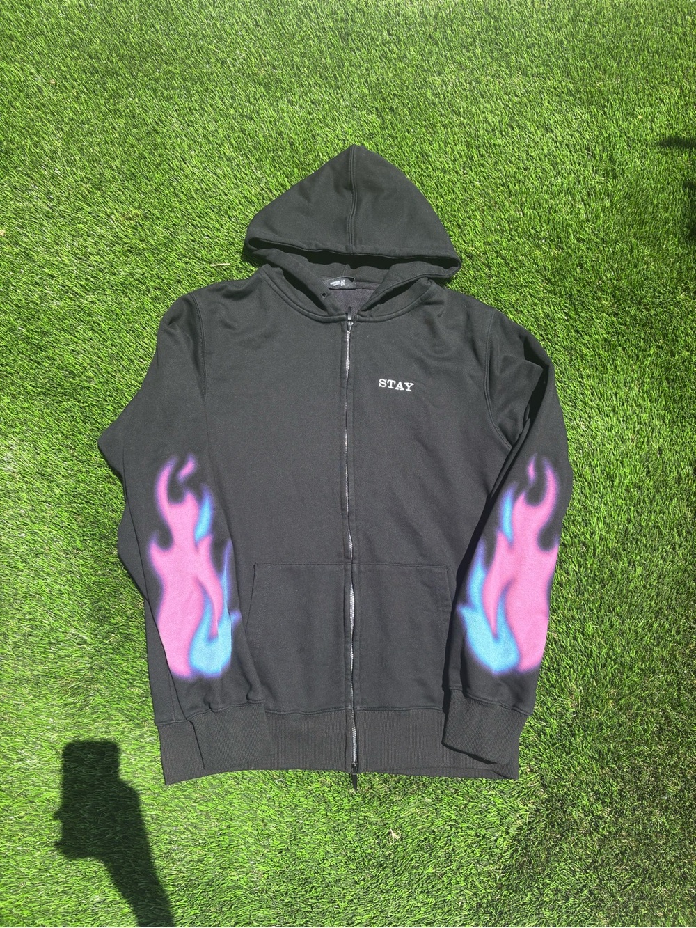 Stray Kids Bang Chan XMAS POPUP 2024 Flame-Graphic Black Zip up Hoodie